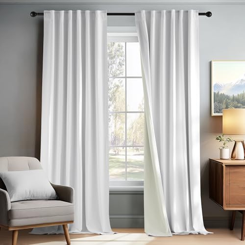PONY DANCE 100% Blackout Cutains 90 inch Length 2 Panels Set, W52 x L90 - color: White, size: 52"W x 90"L (Pack of 2)