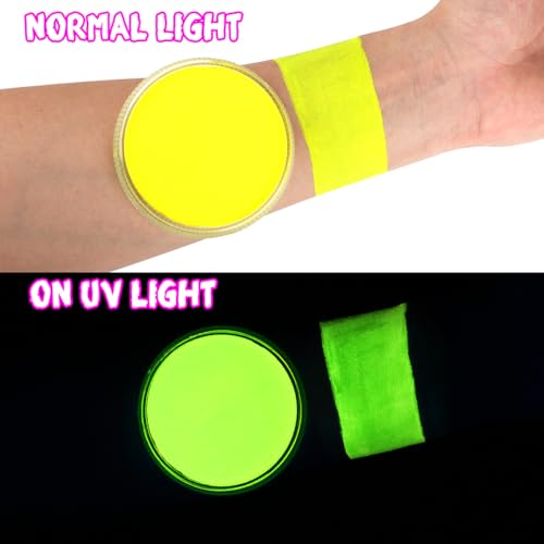 Bowitzki 30g Professional Face Paint Body Paint Water Based Face painting Makeup Safe for Kids and Adults Split Cake Single Color (Neon Yellow) - color: Neon Yellow