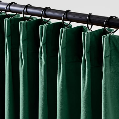 Lazzzy Green Velvet Curtains 96 Inch Length Blackout Pinch Pleated Room Darkening Drapes Luxury Back Tab Thermal Modern Treatments for Bedroom Living Room 2 Panels, 52 x 96 Inch, Emerald Green - color: Emerald Green, size: 52"W x 96"L (Pack of 2)