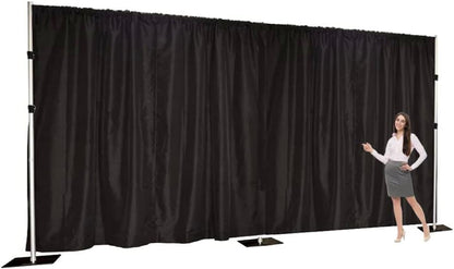 Extra Wide Two Layers One Piece Trade Show Booth Backdrop, Black, 25x10ft | Chiffon Tulle & Polyester, Extra Wide Blackout Curtains, Theatrical Backdrops - color: Black, size: 120"W x 300"L (Pack of 1)