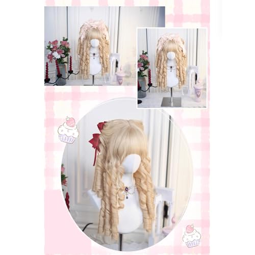 Blonde Roman Roll Lolita Wig Retro Victorian Long Curly Synthetic Hairpiece Costume Hair for Tea Party - color: Blonde