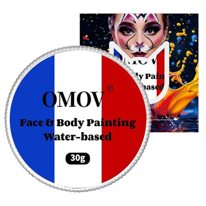 US Flag Red White Blue Face Paint (1oz) Non-Toxic, Water-Based for 4th of July Independence Day America’s Patriotic Parades, Joker Face Painting Makeup,Halloween Clown SFX Costume Cosplay Body Paint - color: Blue, white, and red flags-30g