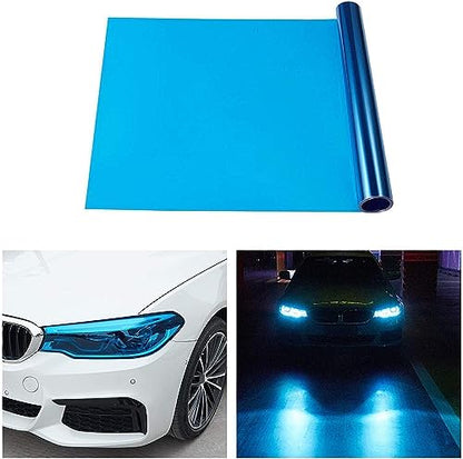 KOMAS 12” X 48” Tint Vinyl Film Sticker Sheet Roll for Car Headlight, Tail Lights, Fog Lights with Squeegee + Cutter (Glossy Dark Blue) - color: Glossy Dark Blue