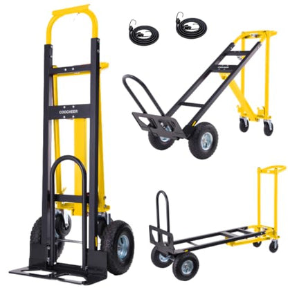 1000 LBS Heavy Duty Steel Hand Truck, 4-in-1 Convertible Dolly Cart - color: Yellow