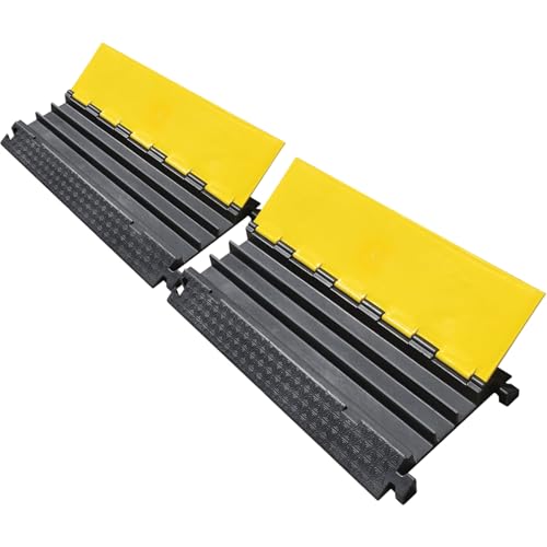 3-Channel Extensible Cable Protector Ramp, Floor Cord Cover - size: 3-Channel (2 Pack)
