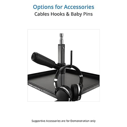 PROAIM Soundchief OG Sound Cart, 14U Rack Mount, 120kg/265lb, Collapsible | Aluminum build with 3 trays; adjustable middle shelf; 20 inch pneumatic rear wheels; 3 inch swivel front wheels; cable hooks