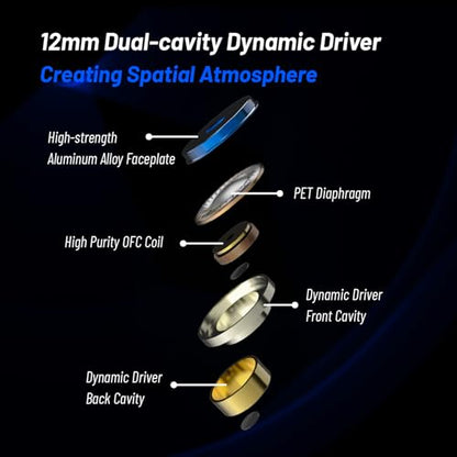 BQEYZ BQ10 12mm Dynamic Wired Earphones, 3.5mm in-Ear Monitor IEM | 0.5-inch dynamic driver, silver housing, compatible with smartphones, available with or without remote microphone - size: 3.5mm without Mic