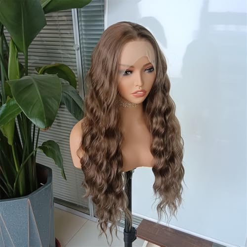 RONGDUOYI Brown Body Wave Lace Front Wig 13x4 Synthetic Hair For Women Glueless Wig Heat Resistnt Natural Hairline Long Hair Daily Wear Cosplay - color: Brown 10