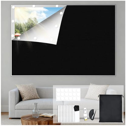 Blackout Curtains for Bedroom, Portable Blackout Window Cover Black Out Shades Blinds No Drill Cuttable Black Out Curtains, for Sloped Roof Windows, Children's Room, Bedroom, Media Room, 39x57 Inch - size: 39"W x 57"H