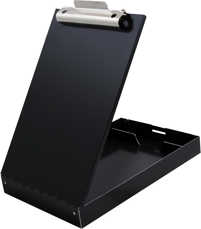 Saunders Cruiser-Mate Black Aluminum Storage Clipboard, Dual Tray Nursing | Self-Locking Latch, 150-Sheet Steel Clip, HIPAA-Compliant Privacy, Made in USA from 89% Recycled Aluminum, for EMS & Police