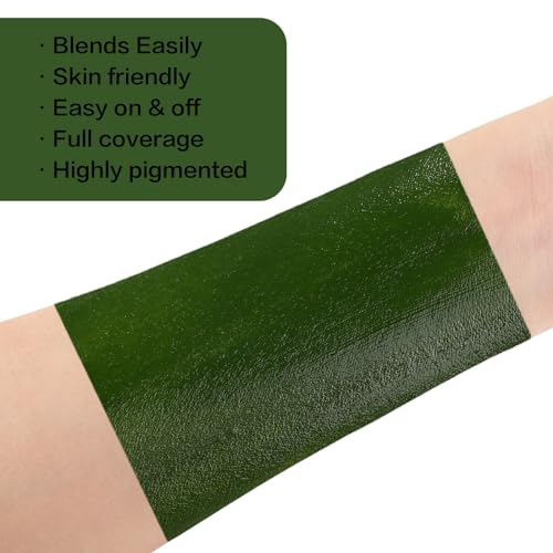 BOBISUKA Green Face Paint, Blendable Cream Body paint, Eye Black for Sports Baseball Softball Football, Face Painting Kit for Zombie, Monster, Camo, Witch Halloween Cosplay, Costume, Parties - color: Green