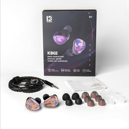 KBEAR KB02 Colorful Resin Shell in Ear Monitor Headphones, Bone Conduction Dynamic Driver Wired Earbuds, IEM Headphones HiFi Earphones with 2Pin 4N OFC Cable 3.5mm Plug for Singers Musicians, Brown - color: Brown