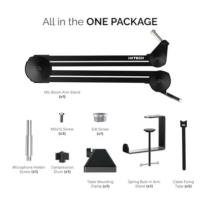 IXTECH Microphone Boom Arm Stand, Heavy Duty Adjustable Mic Stand with Cable Ties, Desk Mount Arm Stand for Gaming Streaming Podcasting. - color: MI06 MEDIUM