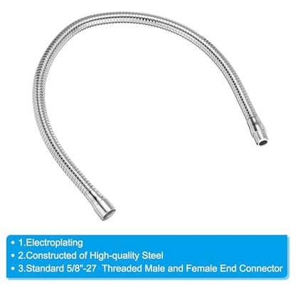 PATIKIL 24" Microphone Gooseneck, 1Pcs 5/8"-27 Thread Metal Universal Hose Flexible Arm Gooseneck Tube Extension for Multifunction DIY, Silver Tone - color: Silver Tone, size: 24"