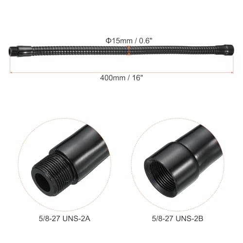 PATIKIL 16" Microphone Gooseneck, 5/8"-27 Thread Metal Universal Hose Flexible Arm Gooseneck Tube Extension for Multifunction DIY, Black - color: Black, size: 16"