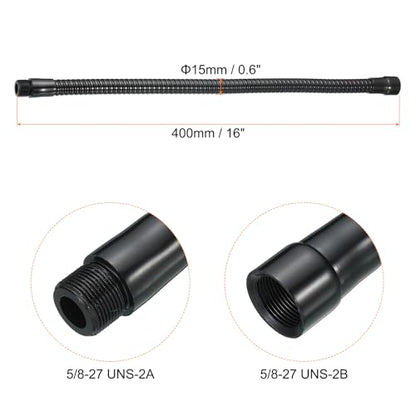 PATIKIL 16" Microphone Gooseneck, 5/8"-27 Thread Metal Universal Hose Flexible Arm Gooseneck Tube Extension for Multifunction DIY, Black - color: Black, size: 16"