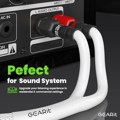 GEARit Speaker Cable with Banana Plugs White 12 Gauge 10 ft,Speaker Cable CL2 Rated 12AWG OFC,Heavy Duty Braided 12 Gauge Speaker Wire for Audiophiles,Hi-Fi Systems,Home Theater,Amplifiers & Speakers - color: White, size: 10 Feet