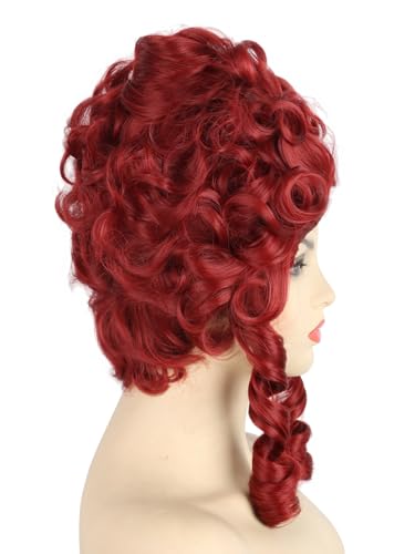 Topcosplay Wine Red Short Big Hair Wig Halloween Costume Cosplay Wigs for Women Baroque Beehive Wig - color: Wine Red