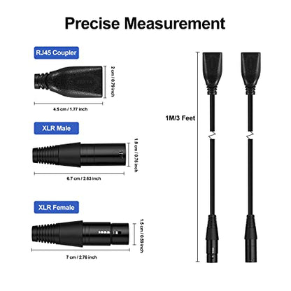 5 Pin XLR to RJ45 Cable - RJ45 to 5 Pin XLR Male/Female Cable 3 ft, 1 Pair - style: 5 Pin XLR to RJ45