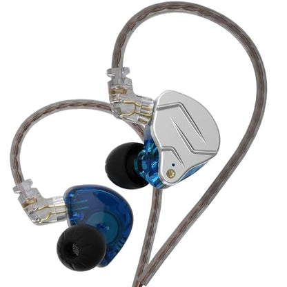 KZ ZSN Pro Dynamic Hybrid Dual Driver in Ear Earphones Detachable Tangle-Free Cable Musicians in-Ear Earbuds Headphones (Blue Without Mic) | Dynamic / balanced armature Hybrid Dual Driver in Ear Earphones Detachable Tangle-Free Cable Musicians Headphones