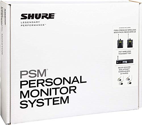 Shure PSM300 P3TRA215TWP Pro Wireless In-Ear Personal Monitor System with SE215-CL Earphones, Twinpack - J13 Band - size: Twinpack, style: J13 Band (566-590 MHz)