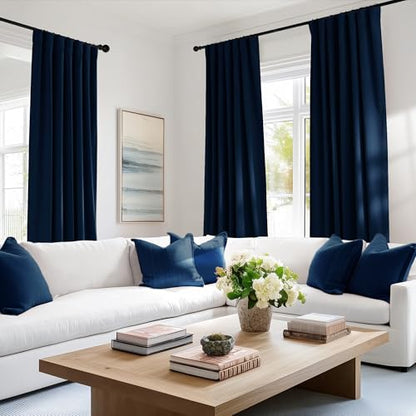 PONY DANCE 100% Blackout Velvet Curtains 72 inch Long for Living Room - color: Navy Blue, size: 52"W x 72"L (Pack of 2)