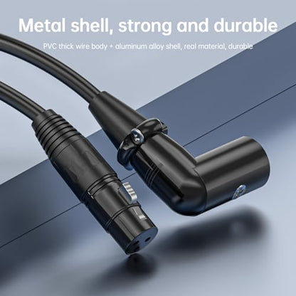 XLR Right-Angle Male to Straight Female Microphone Extension Cable, 90-Degree Male to Straight Female Balanced Cord 3-Pin to 3-Pin, 10ft 2Pack - style: 10FT-XLR Right-Angle Male
