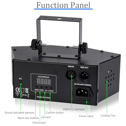 LAUCNPTY DJ Disco Ball Party Lights with DMX512 and Sound Activated, LED Stage Lighting Show Strobe Light for Parties Indoor Dance Wedding Karaoke Bar KTV Club Christmas Halloween Music Rave Lamp