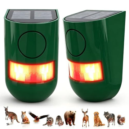 ChunHee Solar Outdoor Motion Sensor Alarm 120dB Sound 4 Mode IP65Waterproof | Loud Sound Strobe Light Security Siren Alarm Easy Set up Alarm for Home,Garden,Yard,Barn,Chicken Coop 2PC - color: GREEN-2pac