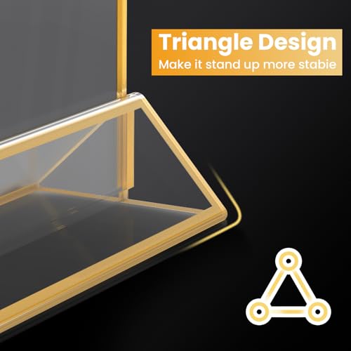 4x6 Gold Acrylic Sign Holder, 12 Pack Wedding Table Number Holder Stands with Vertical Gold Borders, Double Sided Picture Frame Paper Stand, Clear Photo Display Menu Holder for Party, Home, Restaurant - color: Vertical-12 Pack-4 x 6
