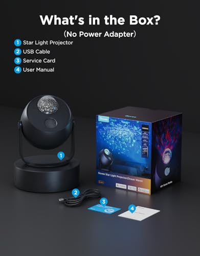 Govee Star Light Projector with Ocean Wave Ripple Effects | Works with Matter and Alexa, 40+ Scene Modes, 18 White Noise Options, LED Night Light Projector for Bedroom, Without Plug - style: Ocean Wave
