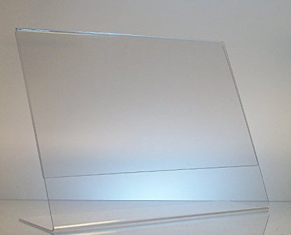 Dazzling Displays Clear Acrylic Sign Holder 11 x 8.5 Clear Slanted Sign Holder Premium Acrylic Sign Holder for Office, Retail, Tradeshow and Home Use