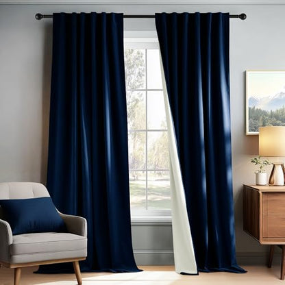 PONY DANCE 100% Blackout Velvet Curtains 72 inch Long for Living Room - color: Navy Blue, size: 52"W x 72"L (Pack of 2)