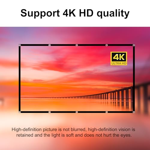 Projector Screen TOWOND 150 inch Projection Screen Indoor Outdoor Washable Anti-Crease 16:9 HD Rear Front Movies Screen for Home Theater Office | Anti-Crease16:9 HD Rear Front, Easy Install, for Home Theater, Office Education, Conference Presentation, Pub