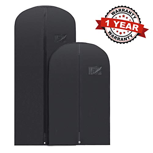 PLX Black Garment Bags for Hanging Clothes Suit Travel Clothing Storage | Closet Organizer for Dresses and Coats Protection, Long Cover with Zipper for Men and Womens Shirts, Fur Coat, Dance Costumes - size: 5 pack black: (2) 54” x 24” & (3) 40” x 24"