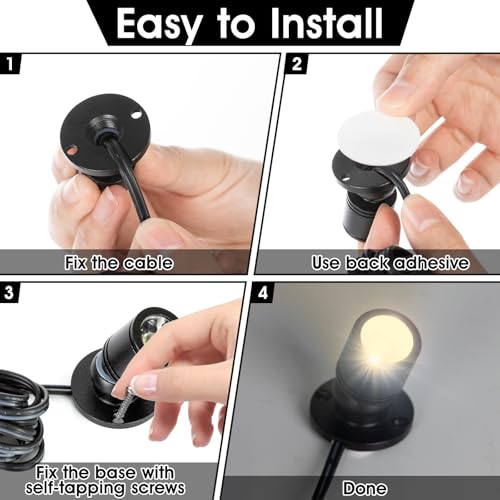 12pcs Warm White Mini LED Spot Lights, 3000K Under Cabinet Lights, Mini Spotlights Display Light for Painting Picture Plants Jewelry Showcase Model Display Shelves ,Pushbutton Switches,U.S. Plugs - color: Warm White