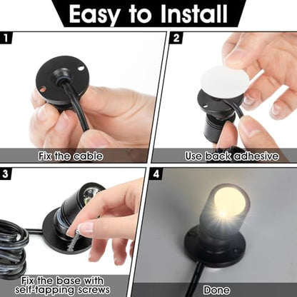 12pcs Warm White Mini LED Spot Lights, 3000K Under Cabinet Lights, Mini Spotlights Display Light for Painting Picture Plants Jewelry Showcase Model Display Shelves ,Pushbutton Switches,U.S. Plugs - color: Warm White