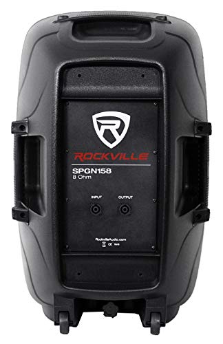 Rockville SPGN158 15" Passive 1600W DJ PA Speaker Pair with Party Stand LED
