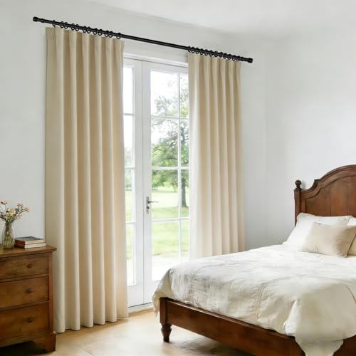 Room Divider Blackout Curtain Track Curtains Wall Dividers Panels Screen for Living Rooms Bedroom Office Privacy Partition Separation, W52 × L108 Inch,1 Panel, Beige - color: Beige, size: 52"W x 108"L (Pack of 1)