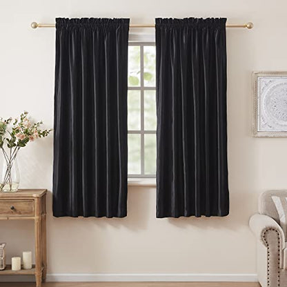 Black Velvet Curtains 63 inches for Living Room Luxury Room Darkening Noice Reducing Curtain Elegant Bedroom Thermal Insulated Modern Heavy Soft Soundproof Rod Pocket Window Drapes Set of 2 Panels - color: Black, size: 52"W x 63"L (Pack of 2)