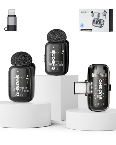 Wireless Mini Lavalier Microphones for iPhone iPad Android with Charging Case, USB C Lapel Mic with Noise Reduction & Voice Changer Mode for Video Recording Vlogging YouTube Interview and Game Chat - color: Black