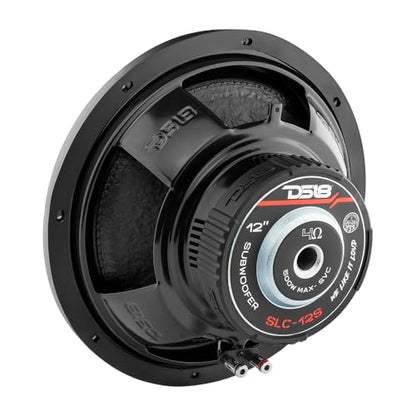DS18 SLC-12S Subwoofer in Black - 12-Inch Speaker, 500W Max Power, 250W RMS Power, Aluminum 4 Layer Voice Coil, Black Steel Frame, SVC, 4 Ohm Impedance, Ferrite Magnet (1 Speaker) - style: 12 inch
