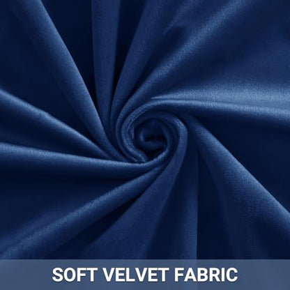 Dreaming Casa Royal Blue Velvet Room Darkening Curtains for Living Room Thermal Insulated Rod Pocket Back Tab Window Curtain for Bedroom 2 Panels 52" W x 96" L | Rod Pocket & Back Tab Top, Blackout Thermal Insulated Window Treatment Drapes for Living Room