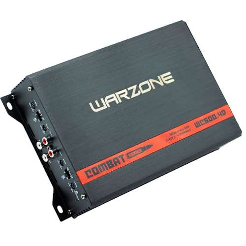 Gravity Audio WC600.4D Warzone 4-Channel Class D Amplifier, 600W Max Power, 4 Ohms, Bridgeable, LPF/HPF Filters, Bass Boost, Clip LED Indicator for Pro Car Audio - size: 600 watt 4 Channels
