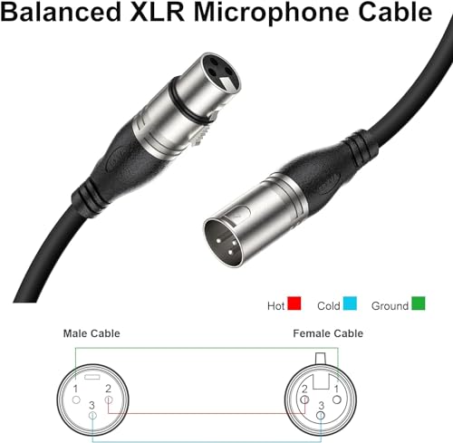 EBXYA XLR Cable 15ft 4 Packs Microphone Cable with 3-Pin XLR Male to Female | Balanced, Professional Shielded, for Mic, Mixer, Speaker Systems, Radio Station and Podcast, Black - color: Black, size: 15 Feet-4 Pack