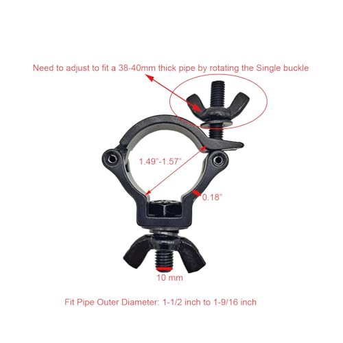 1-1/2" Stage Light Clamp Truss O Clamps 38-40mm Aluminum 4Pcs | DJ Lighting Clamps Heavy Duty 220 Lbs for 1.5" OD Tube Pipe