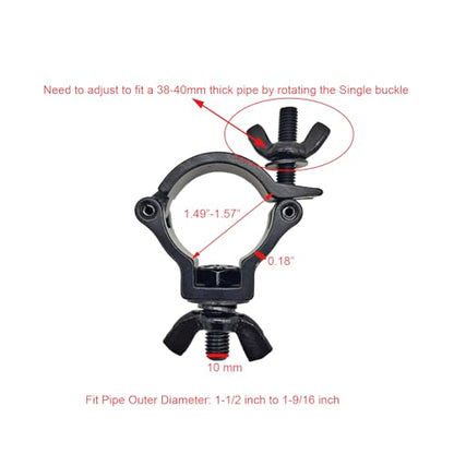 1-1/2" Stage Light Clamp Truss O Clamps 38-40mm Aluminum 4Pcs | DJ Lighting Clamps Heavy Duty 220 Lbs for 1.5" OD Tube Pipe