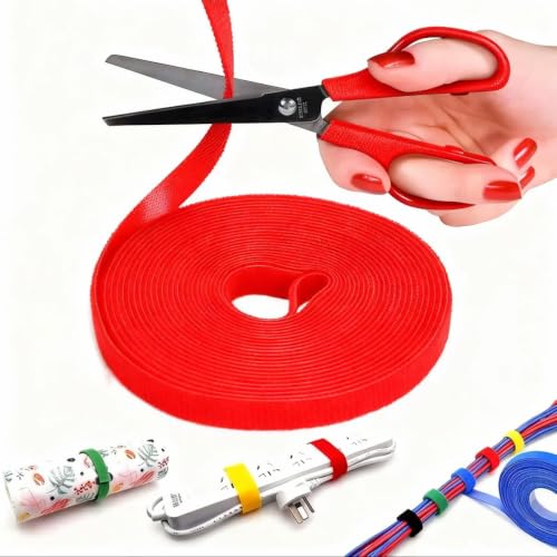 Hook and Loop Tape - 32ft x 1" Self Adhesive Strips Roll, Strong Sticky Double Sided Adhesive Tape for Cable Management, Wire Ties, Garden Plants, Reusable Fastening Ties (Red) - color: Red, size: 1IN/32FT