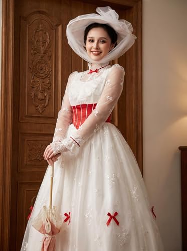 haikyuu Women Mary Cosplay Dress With Hat Edwardian Era Dress Renaissance Vintage Costume Halloween - size: Large
