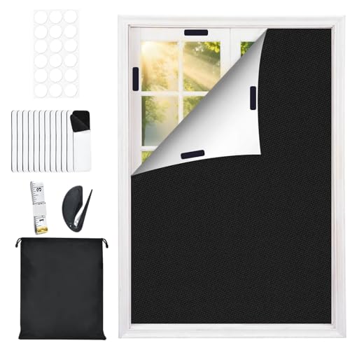 Blackout Curtains for Window Cover, Portable Blackout Curtains Shades for Bedroom, Room Darkening Shades, Black Out Window Cover Film No Drill DIY Cuttable, for Skylight Shade, Media Room, 79x57 Inch - size: 57"W x 79"H